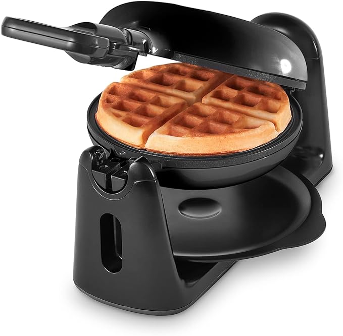 DASH Flip Belgian Waffle Maker With Non-Stick Coating for Individual 1" Thick Waffles – Black