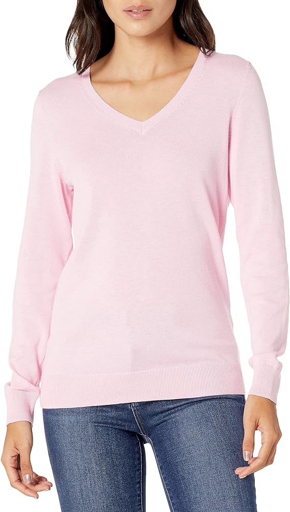 Amazon Essentials Women's Classic-Fit Lightweight Long-Sleeve V-Neck Sweater (Available in Plus Size)