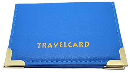 Blue Soft Leather TRAVEL CARD Bus Pass Credit Card ID Card Wallet Cover Case Holder by Kwik Buy