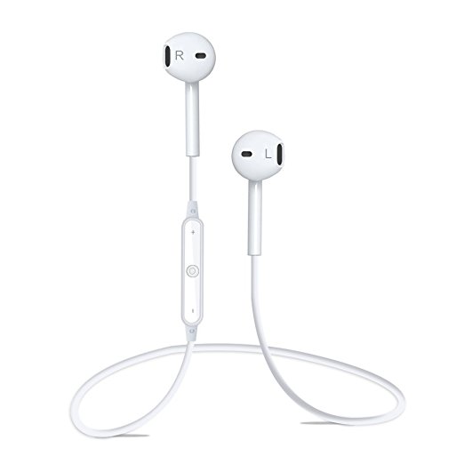 Hsbm Wireless Bluetooth Headphones (Super sound quality Bluetooth 4.1, aptx, 4 Hours Play Time, Secure Fit Design) Earbuds with Mic Sport Stereo Headset (White)