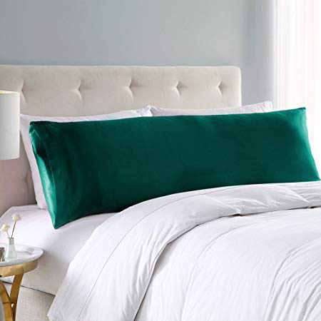 EXQ Home Satin Body Pillow Cover Green Super Soft Silky Body Pillow Case with Envelope Closure (20x54 Inches)