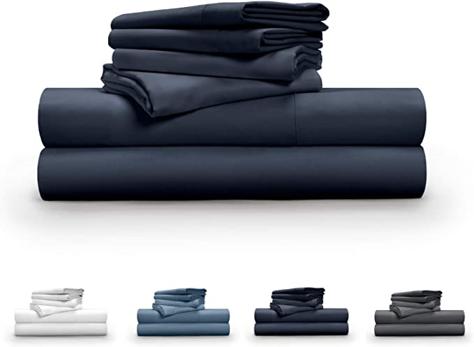 Pillow Guy Luxe Soft & Smooth Tencel 6-Piece Sheet Set King - Dark Navy
