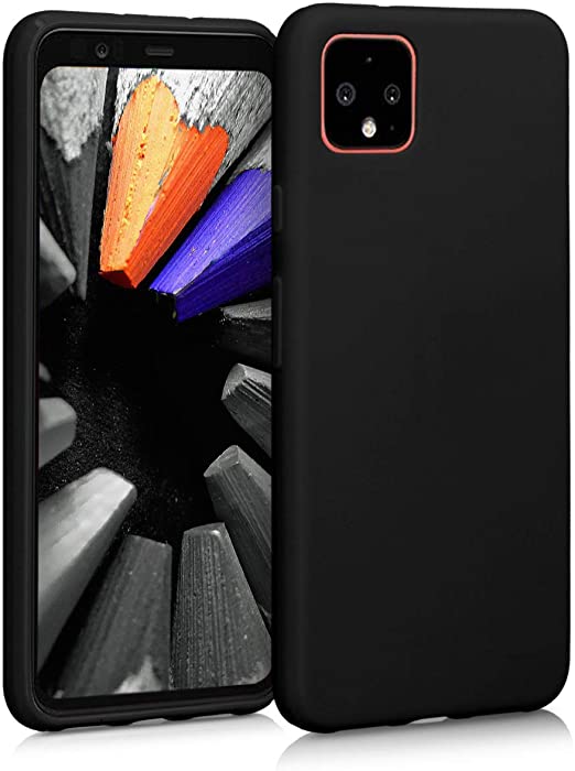 kwmobile TPU Silicone Case Compatible with Google Pixel 4 XL - Soft Flexible Protective Phone Cover - Black Matte
