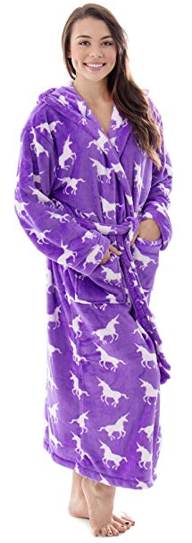 Verabella Womens Winter Soft Plush Long Sleeve Hooded Bath Lounge Robe