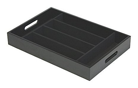 Mountain Woods 6 Compartment Utensil / Silverware / Cutlery Organizer Tray with Felt Interior, Black