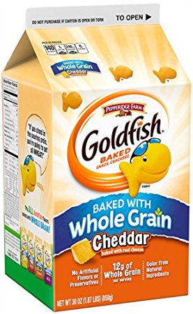 Pepperidge Farm Goldfish Crackers, Made with Whole Grain and Real Cheddar Cheese, 30 Oz Carton