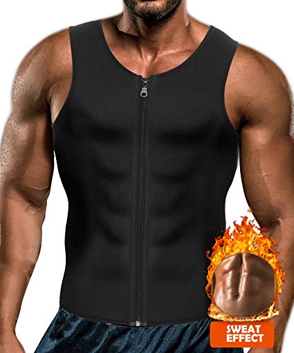 CtriLady Mens Neoprene Thermal Body Shaper Zipper Waist Trainer Vest Sauna Suit for Weight Loss