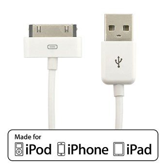 EZOPower Apple CERTIFIED 6 Feet 30-pin USB Sync & Charge Dock Connector Data Cable / White (Retail Packaging)