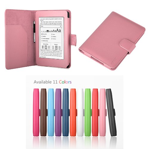 Exact PU Leather Folio Case for Amazon Kindle Paperwhite 6 High Resolution Display with Built-in Light Light Pink with Auto SleepWake