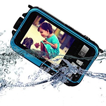 KINGEAR KG0008 Double Screens Waterproof Digital Camera 2.7-Inch Front LCD with 2.7inch Camera--Blue