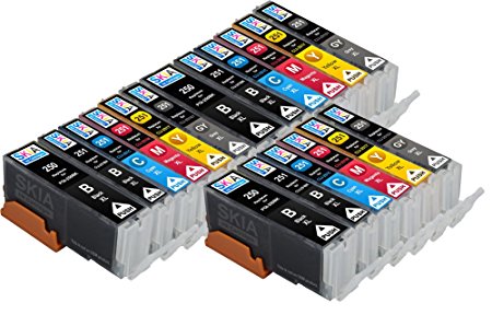 Skia Pixma iP8720, MG6320, MG7120, MG7520 Compatible Ink Cartridges. 3 Pigment Black, 3 Black, 3 Cyan, 3 Magenta, 3 Yellow, 3 Gray. (18 Pack)