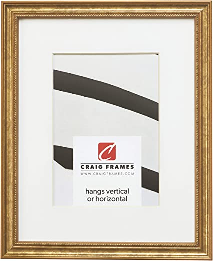 Craig Frames 314GD 8.5 x 11 Inch Ornate Gold Picture Frame Matted to Display a 6 x 9 Inch Photo