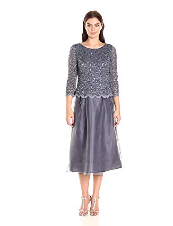 Alex Evenings Women's Sequin Lace Mock Dress