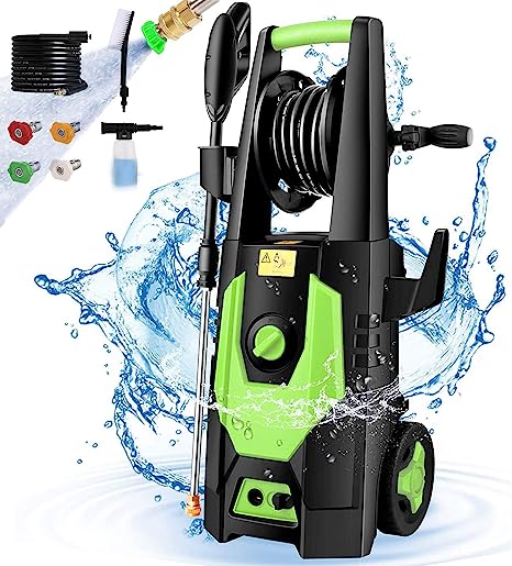 mrliance Pressure Washer, 3.1GPM Electric Power Washer, High Pressure Washer, Professional Washer Cleaner, with 4 Nozzles, Soap Bottle and Hose Reel, Best for Cleaning Cars,Driveways,Patios