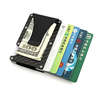 Credit Card Holder, SHADIAO Carbon Fiber Slim Front Pocket Wallet RFID Blocking Mens Money Clip Matte Finish