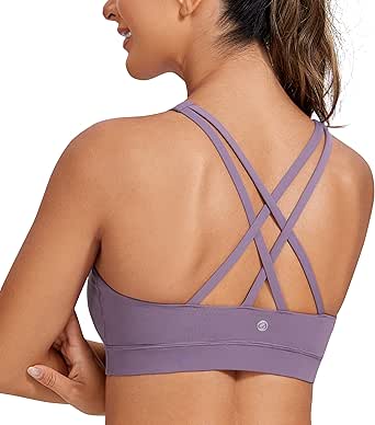 CRZ YOGA Women's Strappy Sports Bras Fitness Workout Padded Yoga Bra Criss Cross Back