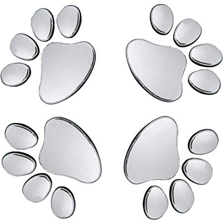 Oun Nana 3D Chrome Dog Paw Footprint Sticker Decal Auto Car Emblem Decal Decoration (4pcs)
