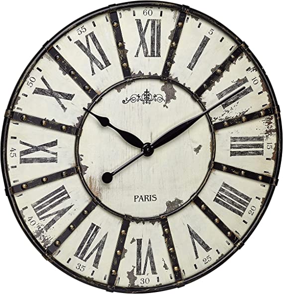 TFA Dostmann Wall Clock, Metal, Black/White, 60 x 60 x 4.5 cm