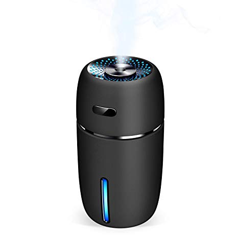 Epoch Making USB Car Humidifier, 200ml Mini Portable Humidifiers Air Purifier with 7 Colors LED Night Light, Quiet Operation, Adjustable Mist Modes for Travel Home Baby Office Car (Black) (Black)