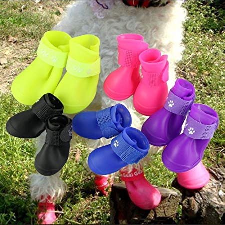 Pesp Cute Little Pet Dog Puppy Rain Snow Boots Shoes Booties Candy Colors Rubber Waterproof Anti-slip