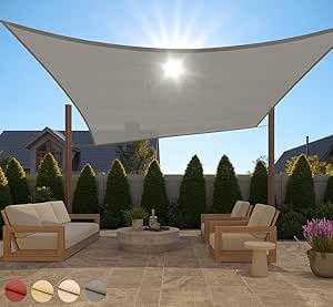 Gorilla Grip Heavy Duty Sun Shade, UV Protection Fade Tear and Rust Resistant Rectangle Sunshade Canopy, Curved Edges Blocks Sunlight, Breathable Sail, Outdoor Patio, Lawn Garden 10x13 FT Gray