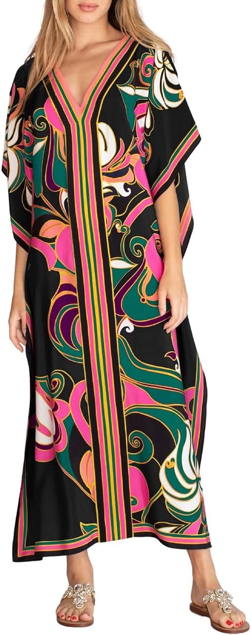 Bsubseach Women Plus Size Kaftan Dress Swimsuit Cover Up Caftan Maxi Beach Dresses