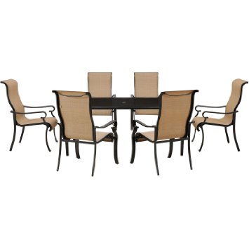 Hanover Outdoor Brigantine 7 Piece Outdoor Dining Set with Glass-Top Table