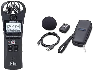 Zoom H1n Handy Recorder (2023 Model, H1n-VP) Portable Recorder, Onboard Stereo Microphones, Camera Mountable, Records to SD Card, USB Microphone, with Case, USB Cable, Windscreen, & Power Adapter