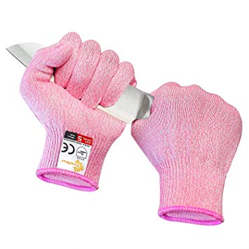 EVRIDWEAR Cut Resistant Gloves, Food Grade Level 5 Safety Protection Kitchen Cuts Gloves For cutting, Chopping, Fish Fillet, Mandolin Slicing and Yard-Work (Large, Pink)