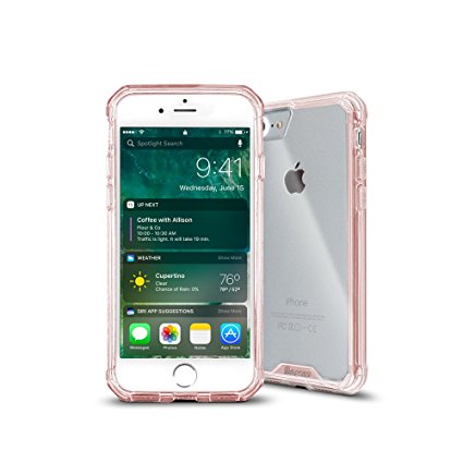 iPhone 7 Case,Baesan Armor Transparent Clear TPU Frame Shockproof Protective Case Scratch Resistant Thin and Slim PC Hard Panel for Apple iPhone 7 (4.7'')(2016) -- Rose Gold