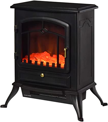 HOMCOM Chimenea Eléctrica Vertical 45x28x54,8cm 1000/2000W Efecto Leña Ardiendo(Tipo 5)