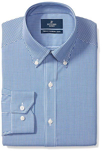 Amazon Brand - BUTTONED DOWN Men's Tailored Fit Gingham Non-Iron Dress Shirt