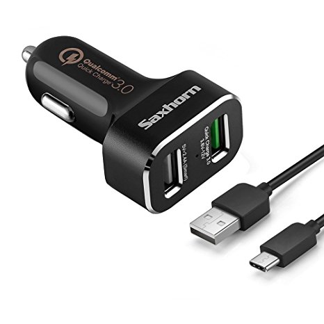 Quick Charge 3.0 Car Charger for Samsung Galaxy S8/S8 Plus, LG G6/G5, HTC 10 with 3.3ft USB Type C Cord