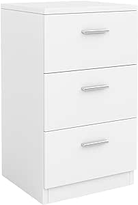 COSTWAY Wooden Chest of Drawers, 3-Drawer Dresser Cabinet, Floor Standing Narrow Storage Cupboard Organiser Unit for Bedroom, Living Room, Closet and Hallway (Matte, White)