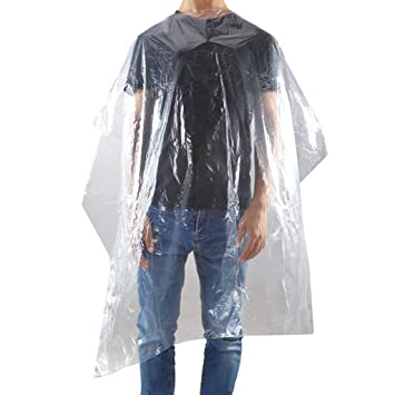 50/100 Pcs Hair Cutting Capes, Disposable Clear Hair Salon Capes, Waterproof Hair Cutting Cover Barber Cape, Perfect for Barbershop and Salon Hairdressing, Hair Dye, Perming and More (50 pcs)
