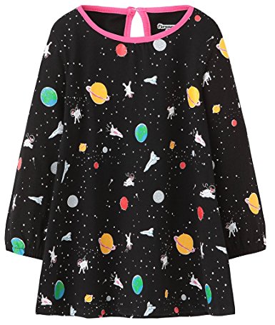 Girls Cotton Longsleeve Party Dresses Special Occasion Cartoon Print by Fiream