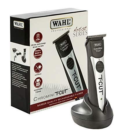 Wahl Professional Chromini T-Cut #8549 Cordless Trimmer Great for Barbers and Stylists German-Made Detachable Blades NiMH Quick Recharging Battery 100 Minute Run Time