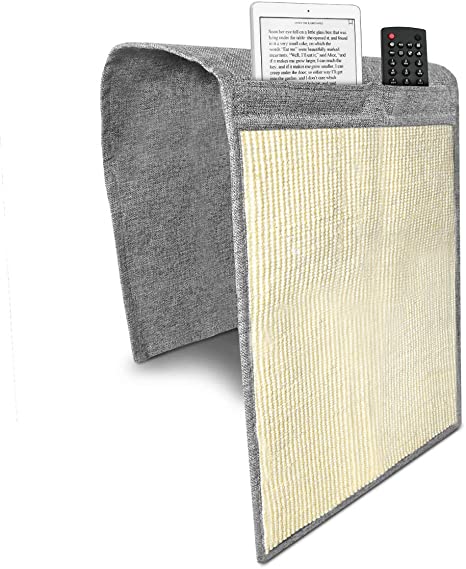 Navaris Cat Scratch Armrest Organizer - Sisal Furniture Protector Scratching Pad for Cats - Scratcher Mat Cover for Sofa Couch Armchair - Dark Gray