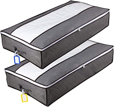 Hmlike 90L Underbed Storage Boxes Bags with Lids & Reinforced Handles, Breathable & Foldable, Large Capacity 2Pack