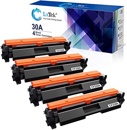 LxTek Compatible Toner Cartridge Replacement for HP 30A CF230A 30X CF230X to use with Laserjet Pro MFP M203dw M227fdw M227fdn M203d M203dn M227sdn M227 M203Printer (Black, 4-Pack)