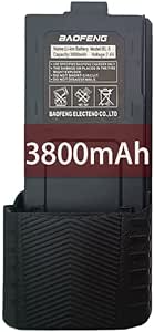 BAOFENG BF-F8HP Battery BL-5 Extended 3800mAh Enlarge Capacity Li-ion Replacement for GMRS Ham Radio UV-5R Series (Black)