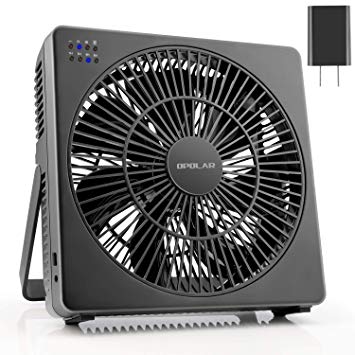 OPOLAR 8 Inch Desk Fan (Included Adapter), Timer, Quiet Operation, 4 Speeds  Natural Wind, USB Operated, Adjustable Angle, Desktop Personal Cooling Box Fan for Office, Living Room, Bedroom-Black