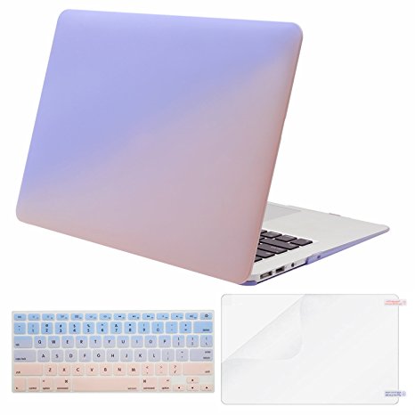 Mosiso Plastic Pattern Hard Case Shell with Keyboard Cover with Screen Protector for MacBook Air 13 inch (Model: A1369 and A1466), Rose Quartz and Serenity Blue