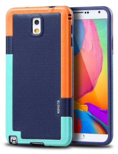 Note 3 Case, ELOVEN Ultra Slim 3 Color Hybrid Dual Layer Shockproof Case [Extra Front Raised Lip] Soft TPU & Hard PC Bumper Protective Case Cover for Samsung Galaxy Note 3 - Dark Blue