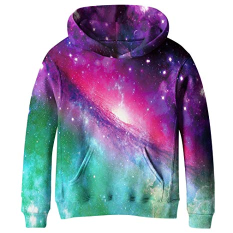 SAYM Big Girls Galaxy Fleece Pockets Sweatshirts Jacket Pullover Hoodies