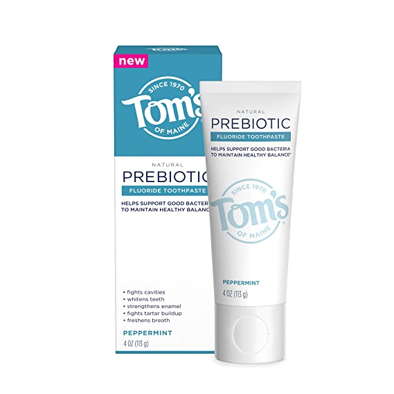 Tom's of Maine Prebiotic Anticavity Natural Toothpaste, Peppermint, 4 oz.