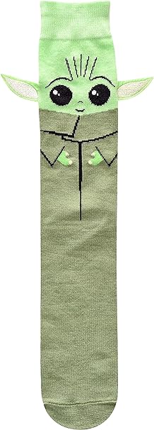 STAR WARS Men's Baby Yoda Full Character Cosplay Crew Socks with Embroidered Ears