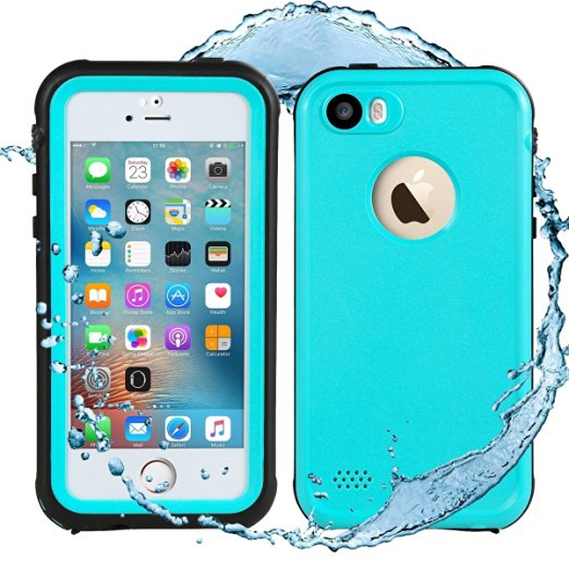 Waterproof iPhone 5S case, iPhone SE Waterproof Case, Shockproof Durable Slim Fit Full Body Case for iPhone 5 5S SE [Grass Blue]