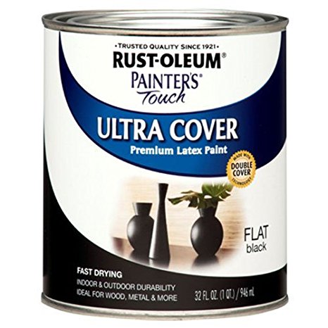 Rust-Oleum 1976502 Painters Touch Latex, 1-Quart, Flat Black