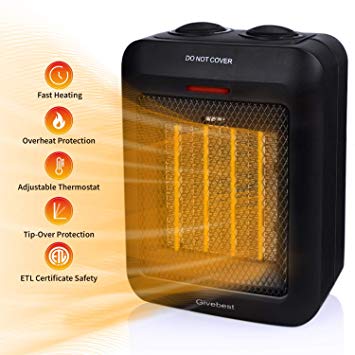 1500W/750W Space Heater for Indoor Use with Tip-Over Protection and Overheat Protection, Desk Heater with Thermostat